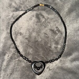 Sophisticated Black Hematite Heart‎ Pendant Necklace